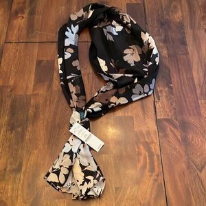 White House Black Market Long Silk Floral Scarf